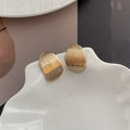 Vintage Gold Brushed Texture Irregular Oval Alloy Studs Elegant Light Luxury Metal Statement Earrings view 3