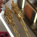 Vintage Copper Wheat Tassel Drop Earrings With Silver Posts, Light Luxury Court Style view 4