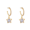 Elegant Luxury Gold Alloy Rhinestone Hoop Drop Earrings With Hollow Five Point Star Crystal Charm Earrings view 5