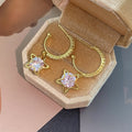 Elegant Luxury Gold Alloy Rhinestone Hoop Drop Earrings With Hollow Five Point Star Crystal Charm Earrings view 4