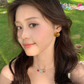 Summer Dopamine Colorful Resin Round Silver Pin Stud Earrings For Women Vacation Style view 2