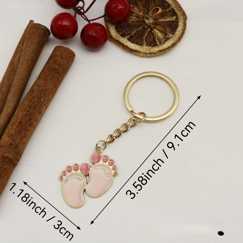 Metal Baby Footprint Cartoon Keychain Gift for Boy and Girl