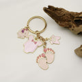 Metal Pink Bow Elephant Baby Footprint Keychain Party Gift view 4