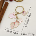 Metal Pink Bow Elephant Baby Footprint Keychain Party Gift view 2