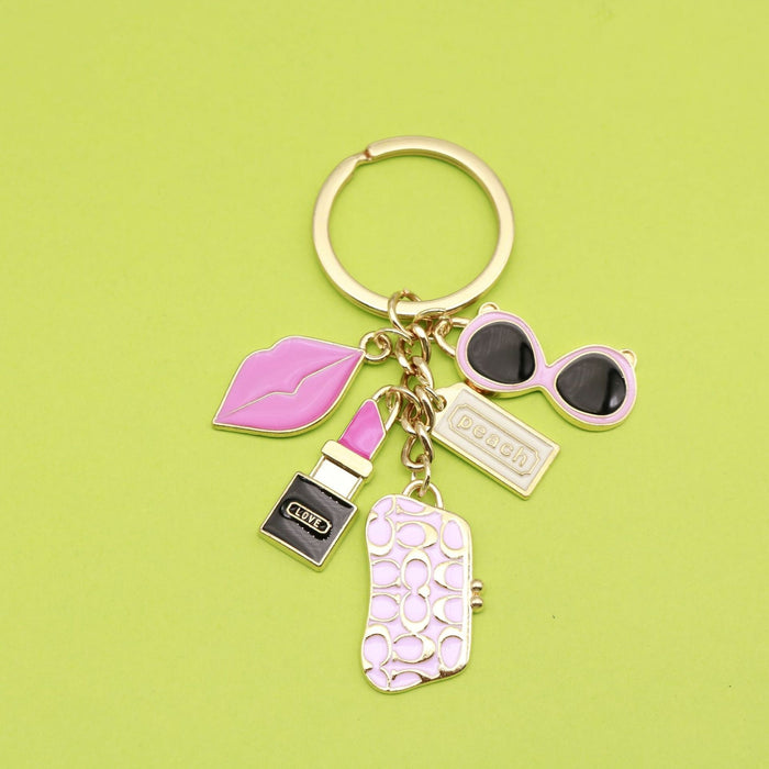 Metal Enamel Fashion Girl Keychain Bag Charm Gift