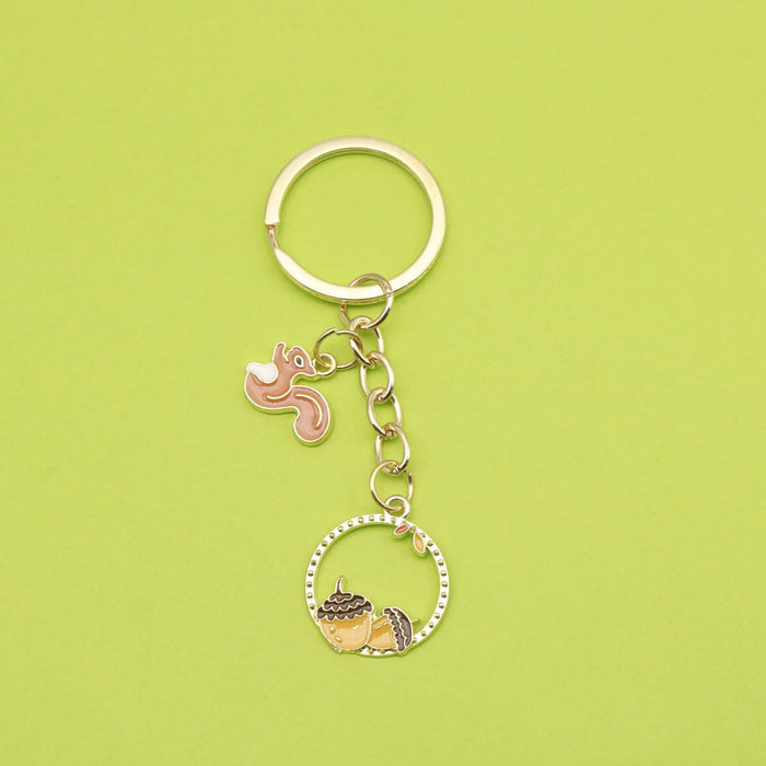 Metal Cartoon Squirrel Star Keychain Cute School Bag Charm