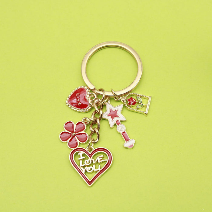 Zinc Alloy Enamel Magic Wand Keychain Valentines Bag Charm