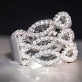 Copper Wave Banknote Wrap Ring, Micro Pave Zircon Sparkling Fashion Finger Ring For Women view 3