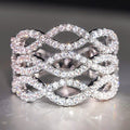 Copper Wave Banknote Wrap Ring, Micro Pave Zircon Sparkling Fashion Finger Ring For Women view 1