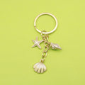Metal Pearl Shell Enamel Keychain Ocean Bag Charm view 1
