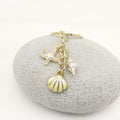 Metal Pearl Shell Enamel Keychain Ocean Bag Charm view 3