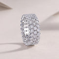 Women's Round Pave Zircon Ring, Urban Fashion Stackable Finger Ring For Business Outfits view 1