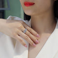 Women's Round Pave Zircon Ring, Urban Fashion Stackable Finger Ring For Business Outfits view 3