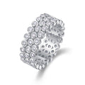 Women's Round Pave Zircon Ring, Urban Fashion Stackable Finger Ring For Business Outfits view 5