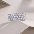 Women's Round Pave Zircon Ring, Urban Fashion Stackable Finger Ring For Business Outfits view 2