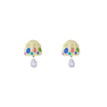 Colorful Paint Palette Enamel Studs With Teardrop Zircon Dangle, Fun Elegant Fashion Earrings view 5