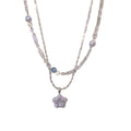 Light Luxury Korean Double Layer Zircon Pearl Beaded Star Pendant Necklace For Women view 5
