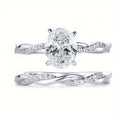 Classic Zircon Simple Ring Two Piece Set Elegant Wedding Dress Jewelry Accessories view 5