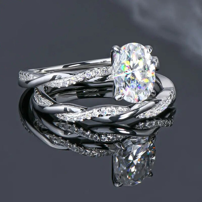 Classic Zircon Simple Ring Two Piece Set Elegant Wedding Dress Jewelry Accessories