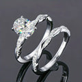 Classic Zircon Simple Ring Two Piece Set Elegant Wedding Dress Jewelry Accessories view 2