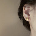 18K Gold Plated Copper Croissant Stud Earrings With Silver Posts Geometric Minimalist European Style view 2