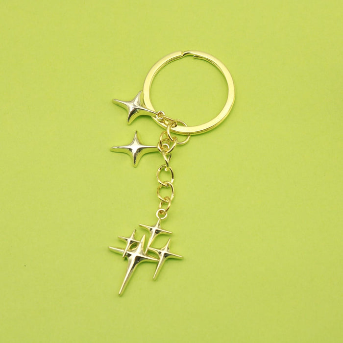 Zinc Alloy Hollow Four Point Star Keychain Bag Charm