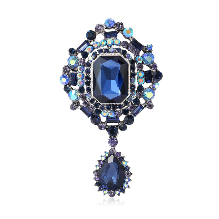 Vintage Alloy Glass Pendant Brooch Pin For Women's Suit And Dress