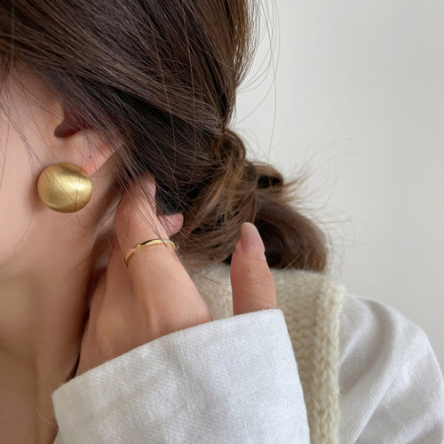 Copper Geometric Circle Hoop Earrings For Women, Minimalist European Style Stud Earrings