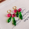 Fresh Forest Style Teardrop Crystal Earrings With Sweet Niche Design Mixed Material view 2