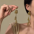 Alloy Vintage Ethnic Geometric Round Tassel Drop Earrings For Women view 1