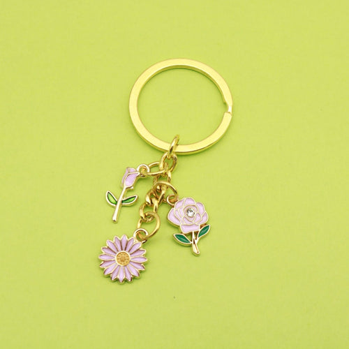 Metal Daisy Flower Keychain Bag Charm