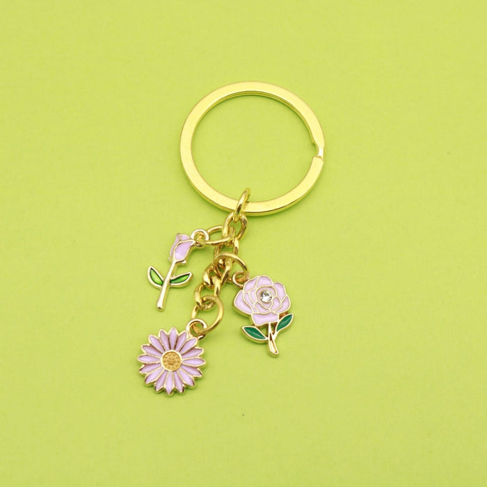 Metal Daisy Flower Keychain Bag Charm