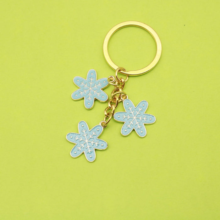 Metal Colorblock Snowflake Keychain Creative Backpack Charm Gift