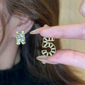 18K Gold Plated Copper Zircon Letter Number Stud Earrings With Silver Pins European Court Style view 1