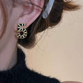 18K Gold Plated Copper Zircon Letter Number Stud Earrings With Silver Pins European Court Style view 3
