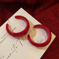 Retro Hong Kong Style Acrylic C-Shaped Stud Earrings With Silver Needle Geometric Round Design view 2
