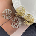 Elegant Hollow Irregular Twisted Spiral Round Alloy Gold Silver Geometric Statement Stud Earrings view 2