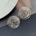 Elegant Hollow Irregular Twisted Spiral Round Alloy Gold Silver Geometric Statement Stud Earrings view 3