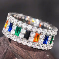 Women's Geometric Square Ring With Colorful Zircon, Niche Influencer Style Jewelry view 5