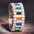 Women's Geometric Square Ring With Colorful Zircon, Niche Influencer Style Jewelry view 2