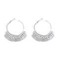 Bohemian Geometric Silver Alloy Hoop Earrings With Shiny Sequin Tassel Fringe For Women Earrings view 5