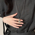 Rhinestone Tiger Eye Resin Heart Cross Pendant Sweater Necklace For Women Ethnic Vintage Vacation Style view 4