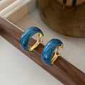 Iron Enamel Gradient Wide Round Hoop Earrings Vintage Hong Kong Style Geometric Jewelry view 3