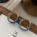 Iron Enamel Gradient Wide Round Hoop Earrings Vintage Hong Kong Style Geometric Jewelry view 4