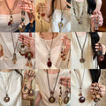 Vintage Ethnic Braided Rope Necklace With Round Hollow Wood Resin Pendant view 1