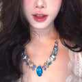 Light Luxury Alloy Irregular Geometric Oval Pendant Necklace For Women Vintage Clavicle Chain view 5