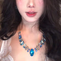 Light Luxury Alloy Irregular Geometric Oval Pendant Necklace For Women Vintage Clavicle Chain view 4