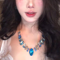 Light Luxury Alloy Irregular Geometric Oval Pendant Necklace For Women Vintage Clavicle Chain view 2
