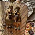 Vintage Distressed Fruit Pit Teardrop Tassel Bohemian Ethnic Drop Earrings view 1