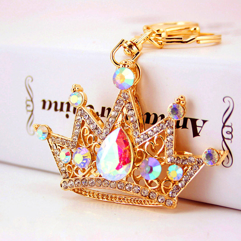 Rhinestone Crown Zinc Alloy Car Keychain and Purse Bag Charm